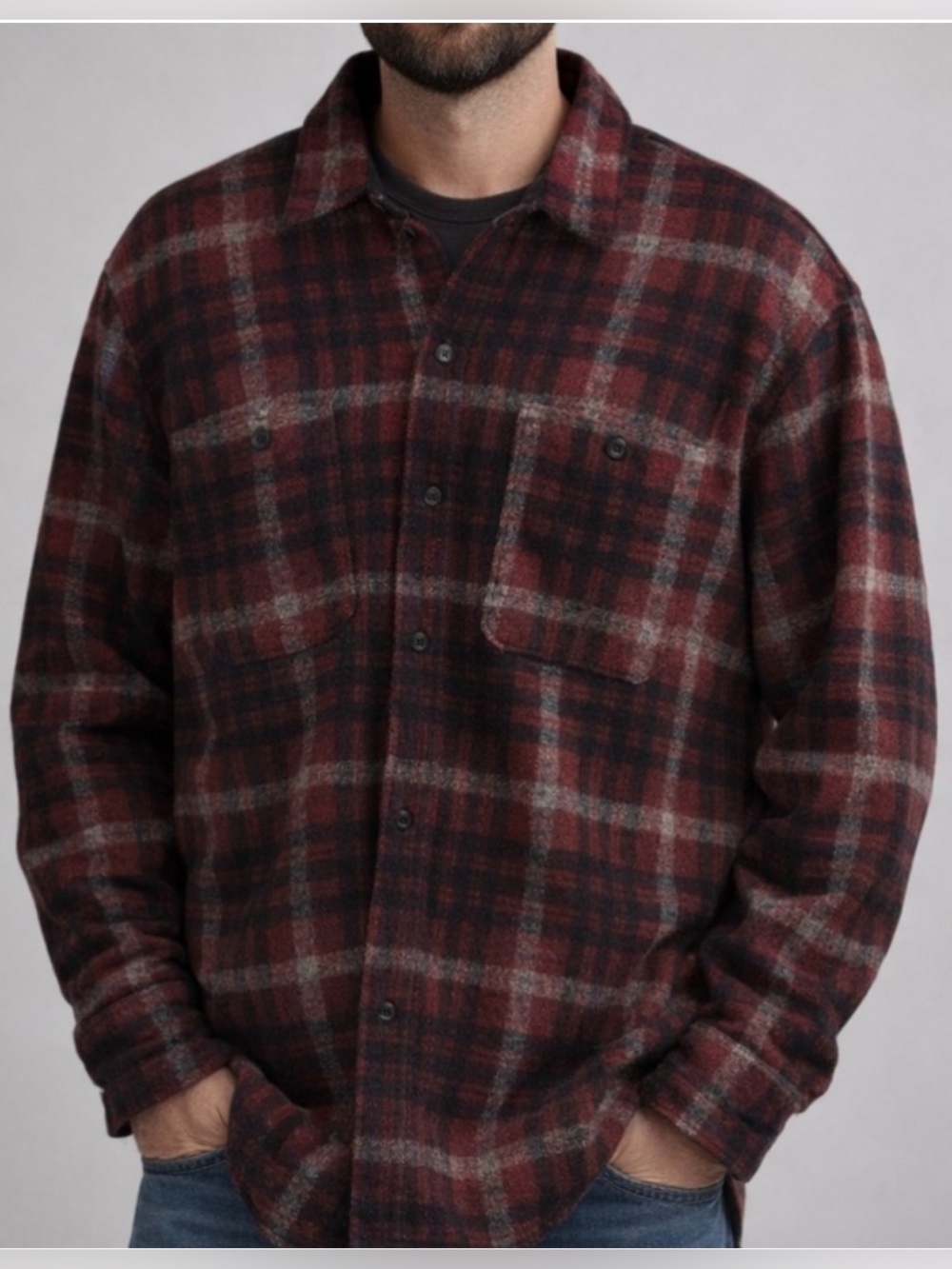 Men’s ROOTS CANADA Plaid Overshirt XXL 2XL Flannel Coat Jacket Button Up Shirt